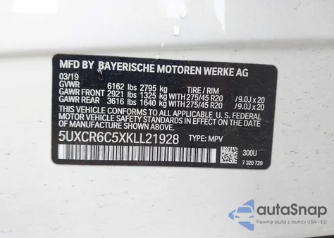 2019 BMW X5 xDrive40I z USA, uszkodzony, nr VIN 5UXCR6C5XKLL21928